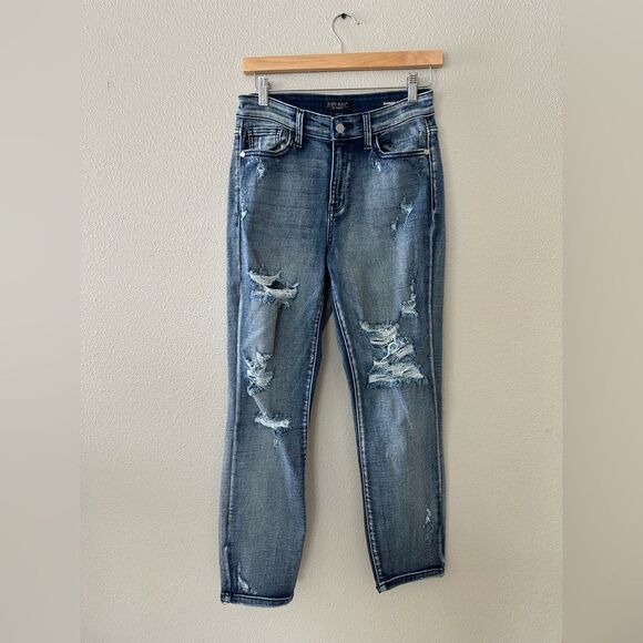 Judy Blue High Waist Destroyed Distressed Washed Denim Boyfriend Jeans Size 3/26 - Picture 2 of 7